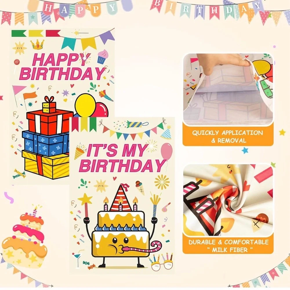 Happy Birthday Disposable Chair Back Covers - Pink Celebration Design